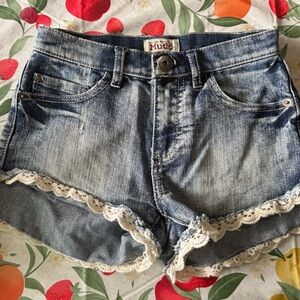 Mudd Blue Denim Shorts with Lace Detail